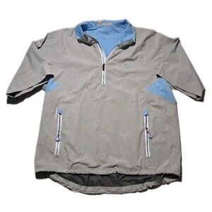 Zero Restriction Mens Large Golf Windshirt Short Sleeve 1/4 Zip Grey Blue